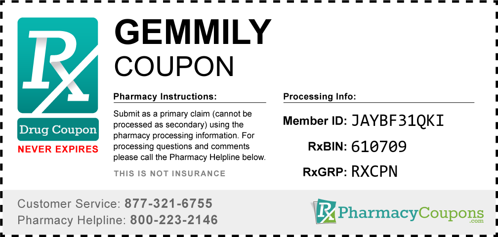 Gemmily Prescription Drug Coupon with Pharmacy Savings