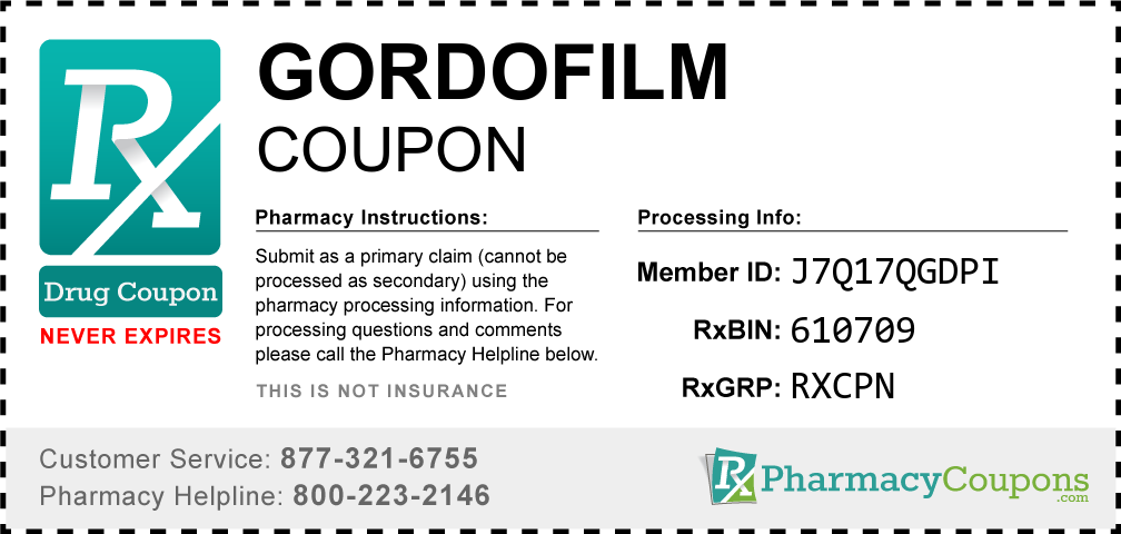 Gordofilm Prescription Drug Coupon with Pharmacy Savings