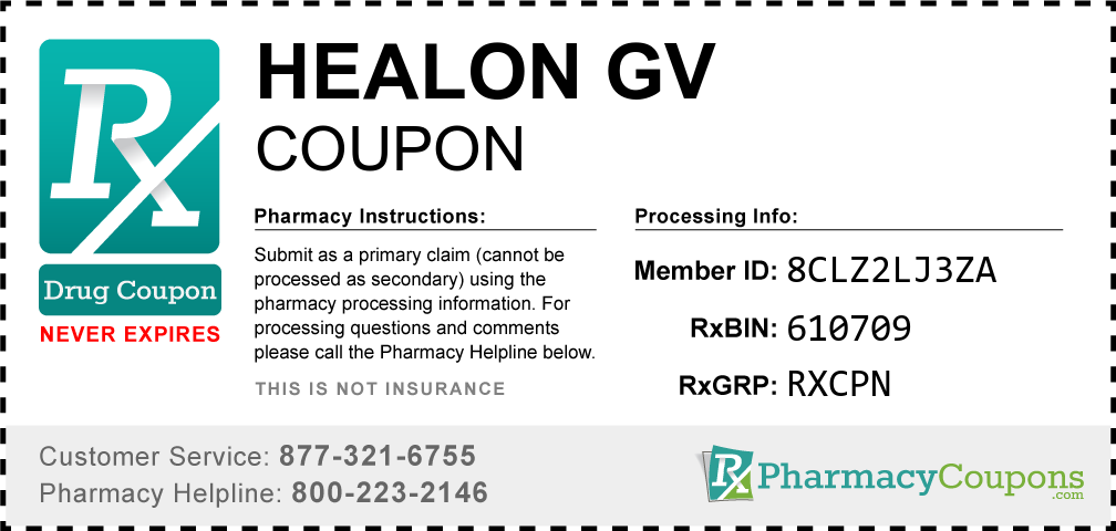 Healon gv Prescription Drug Coupon with Pharmacy Savings