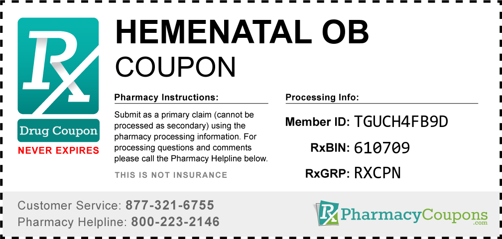 Hemenatal ob Prescription Drug Coupon with Pharmacy Savings
