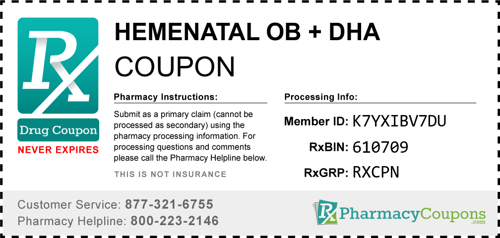 Hemenatal ob + dha Prescription Drug Coupon with Pharmacy Savings
