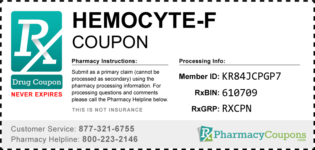 Hemocyte-f Prescription Drug Coupon with Pharmacy Savings