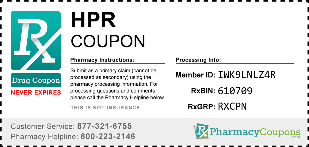 Hpr Prescription Drug Coupon with Pharmacy Savings