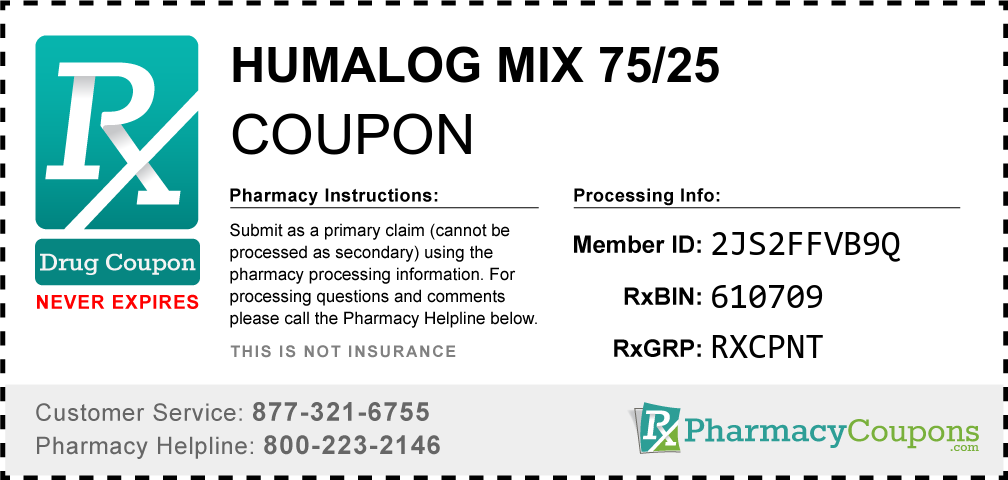 Humalog mix 75/25 Prescription Drug Coupon with Pharmacy Savings