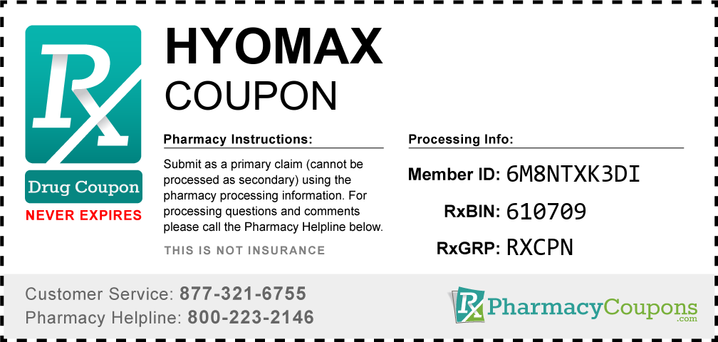 Hyomax Prescription Drug Coupon with Pharmacy Savings