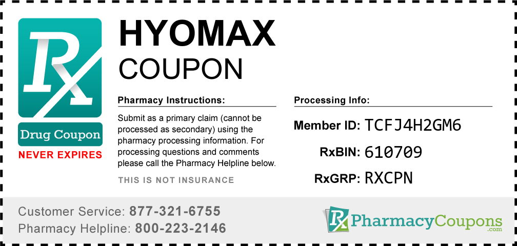Hyomax Prescription Drug Coupon with Pharmacy Savings