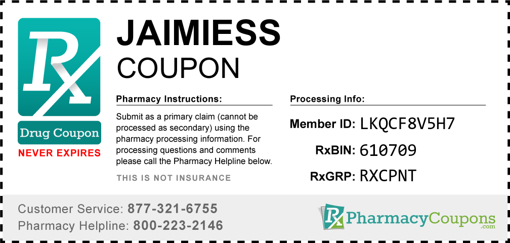 Jaimiess Prescription Drug Coupon with Pharmacy Savings