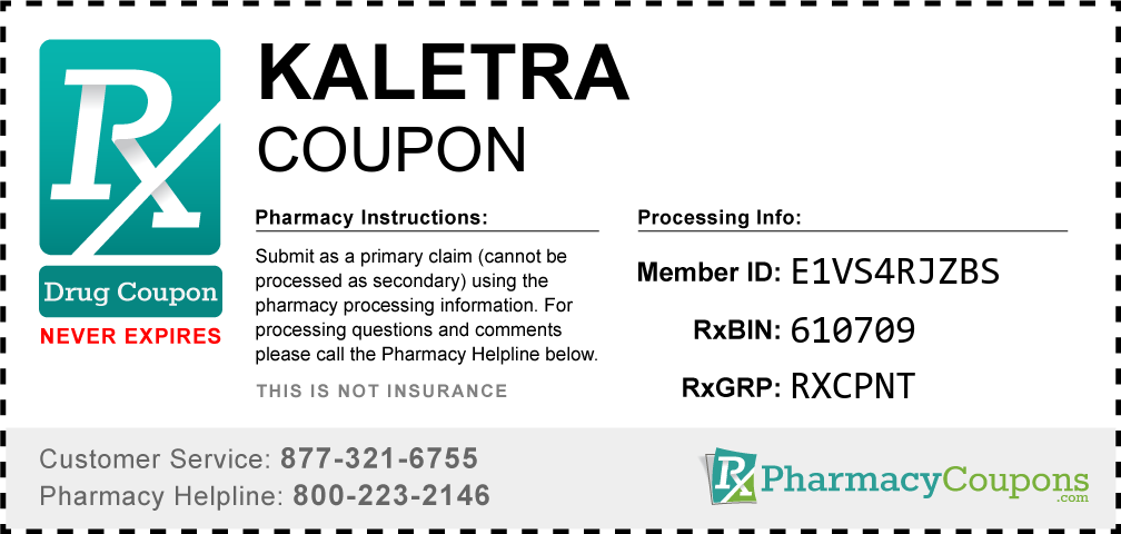 Kaletra Prescription Drug Coupon with Pharmacy Savings