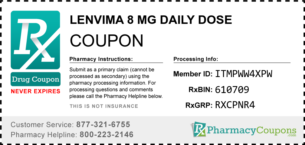 Lenvima 8 mg daily dose Prescription Drug Coupon with Pharmacy Savings