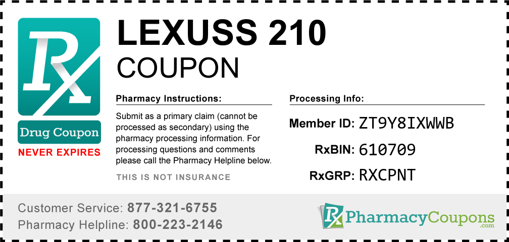 Lexuss 210 Prescription Drug Coupon with Pharmacy Savings