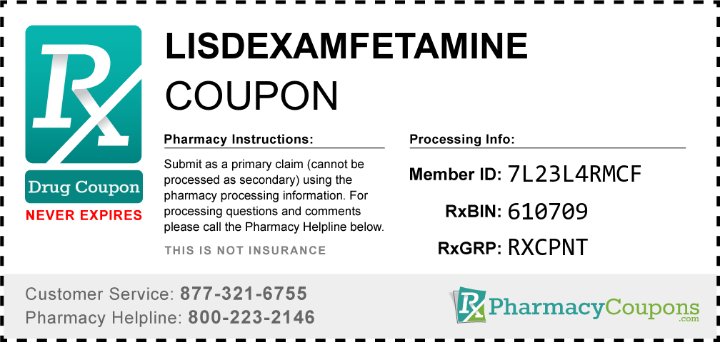 Lisdexamfetamine Prescription Drug Coupon with Pharmacy Savings