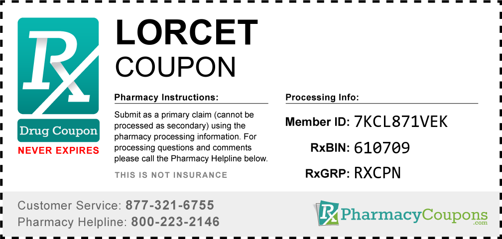 Lorcet Prescription Drug Coupon with Pharmacy Savings