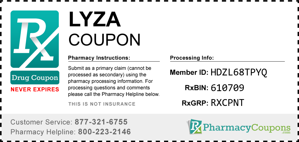 Lyza Prescription Drug Coupon with Pharmacy Savings