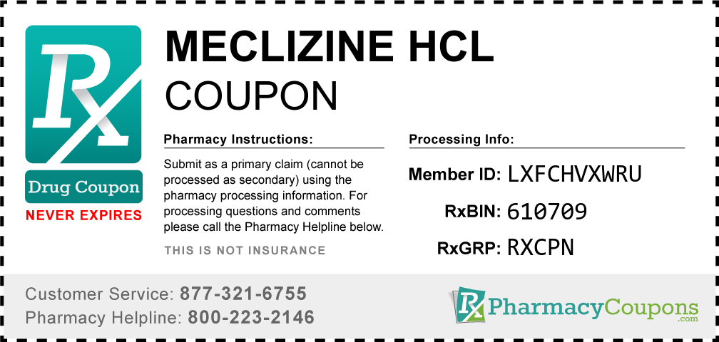 Meclizine hcl Prescription Drug Coupon with Pharmacy Savings