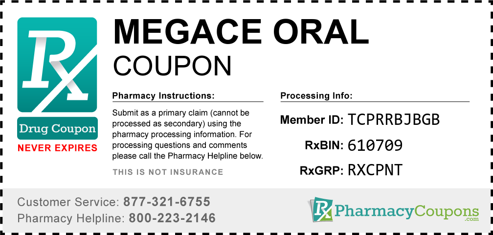 Megace oral Prescription Drug Coupon with Pharmacy Savings