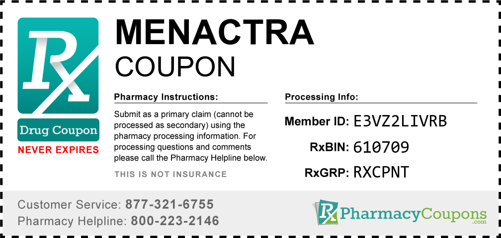 Menactra Prescription Drug Coupon with Pharmacy Savings