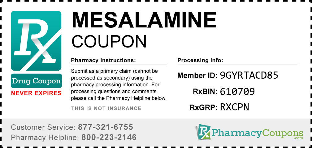 Mesalamine Prescription Drug Coupon with Pharmacy Savings