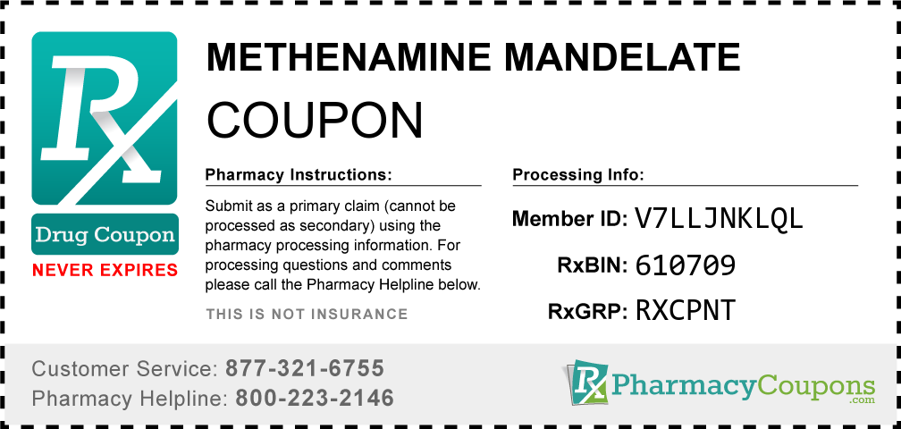 Methenamine mandelate Prescription Drug Coupon with Pharmacy Savings
