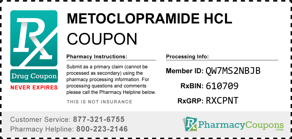 Metoclopramide hcl Prescription Drug Coupon with Pharmacy Savings