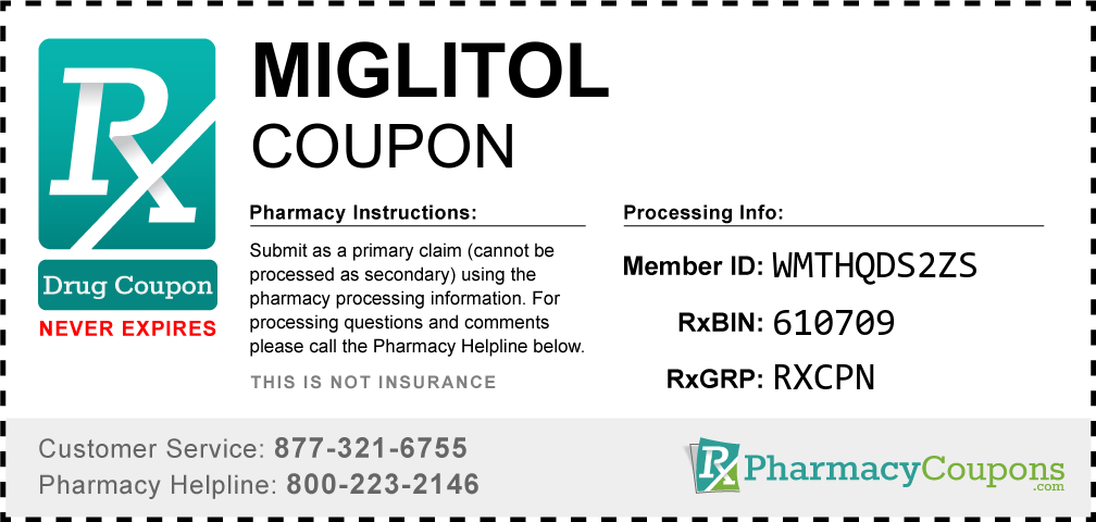 Miglitol Prescription Drug Coupon with Pharmacy Savings