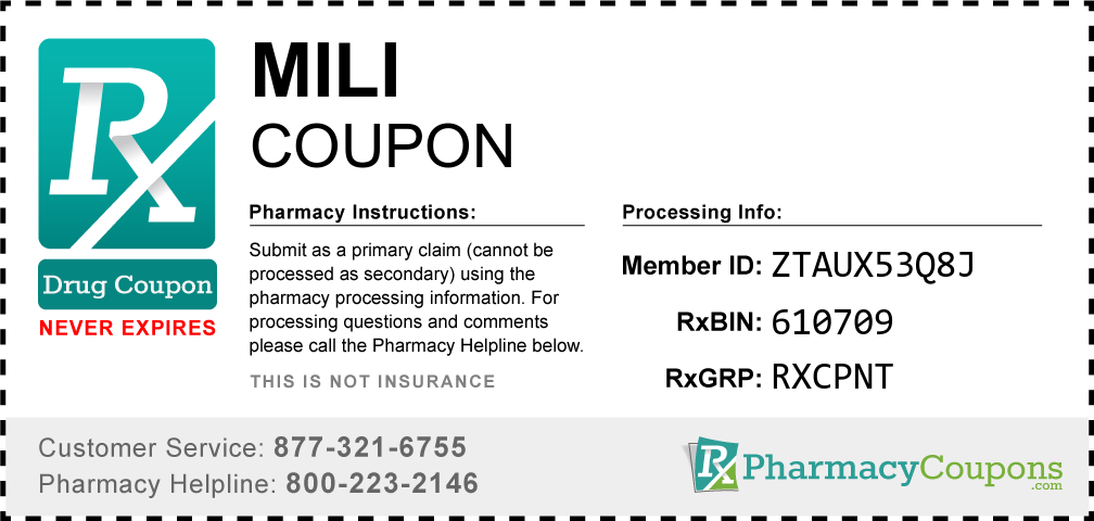 Mili Prescription Drug Coupon with Pharmacy Savings