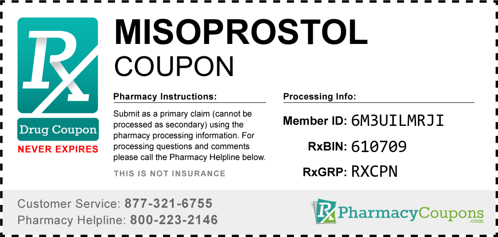 Misoprostol Prescription Drug Coupon with Pharmacy Savings