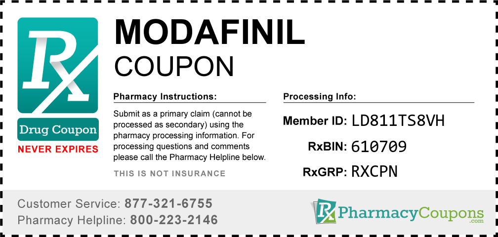 Modafinil Prescription Drug Coupon with Pharmacy Savings
