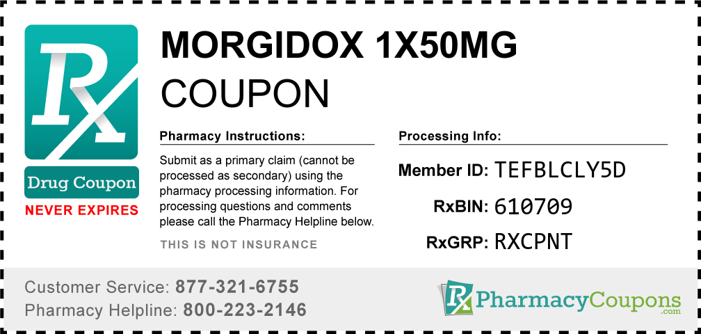 Morgidox 1x50mg Prescription Drug Coupon with Pharmacy Savings