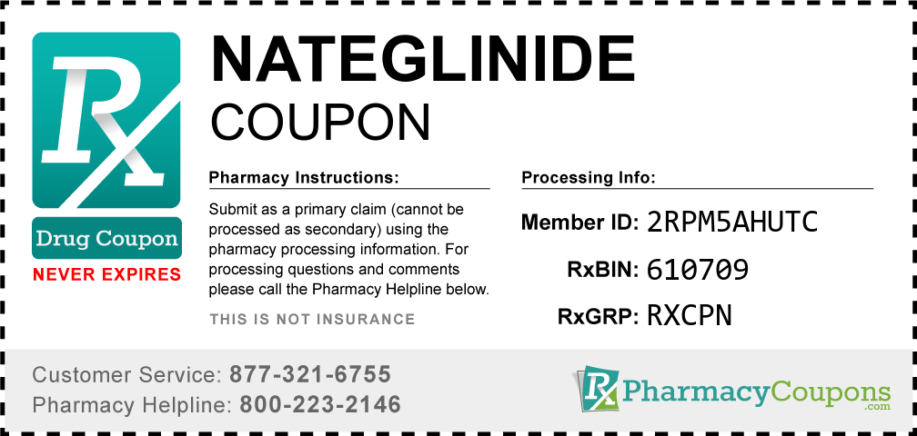 Nateglinide Prescription Drug Coupon with Pharmacy Savings