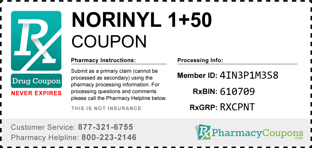 Norinyl 1+50 Prescription Drug Coupon with Pharmacy Savings