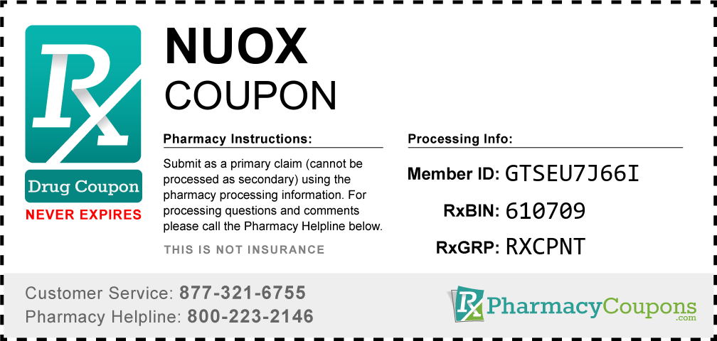 Nuox Prescription Drug Coupon with Pharmacy Savings