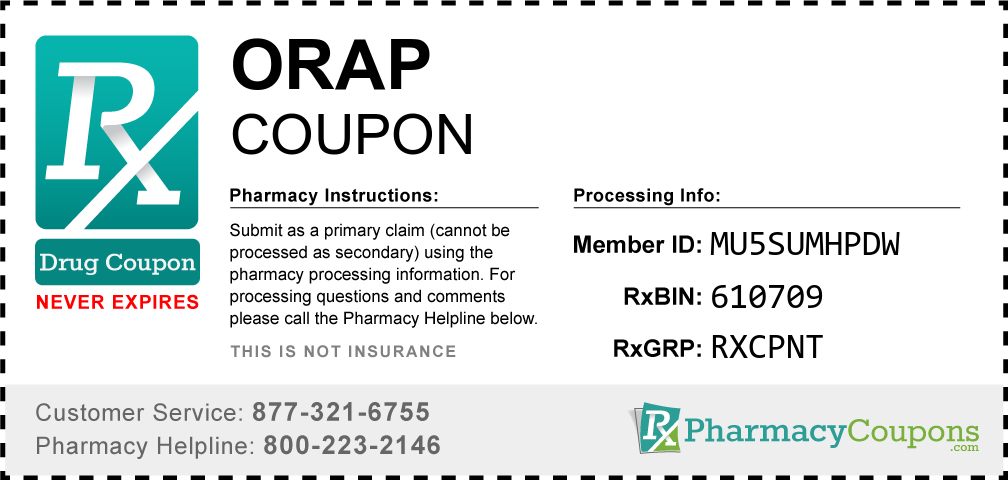 Orap Prescription Drug Coupon with Pharmacy Savings