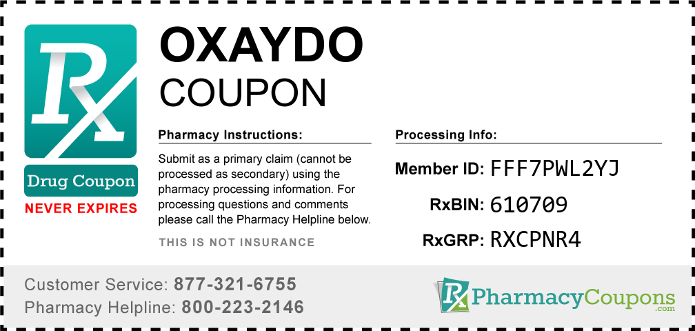 Oxaydo Prescription Drug Coupon with Pharmacy Savings