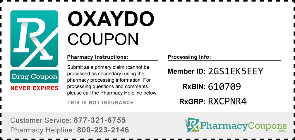 Oxaydo Prescription Drug Coupon with Pharmacy Savings