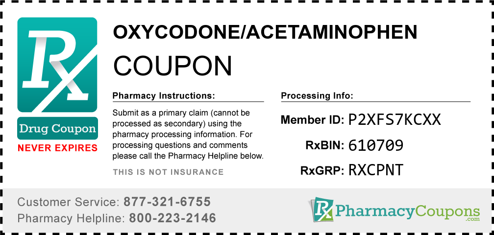Oxycodone/acetaminophen Prescription Drug Coupon with Pharmacy Savings