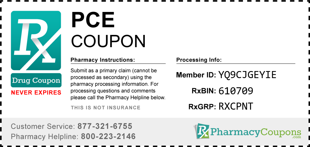 Pce Prescription Drug Coupon with Pharmacy Savings