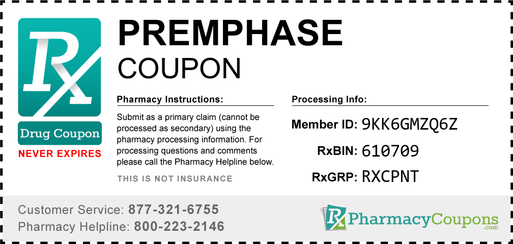Premphase Prescription Drug Coupon with Pharmacy Savings