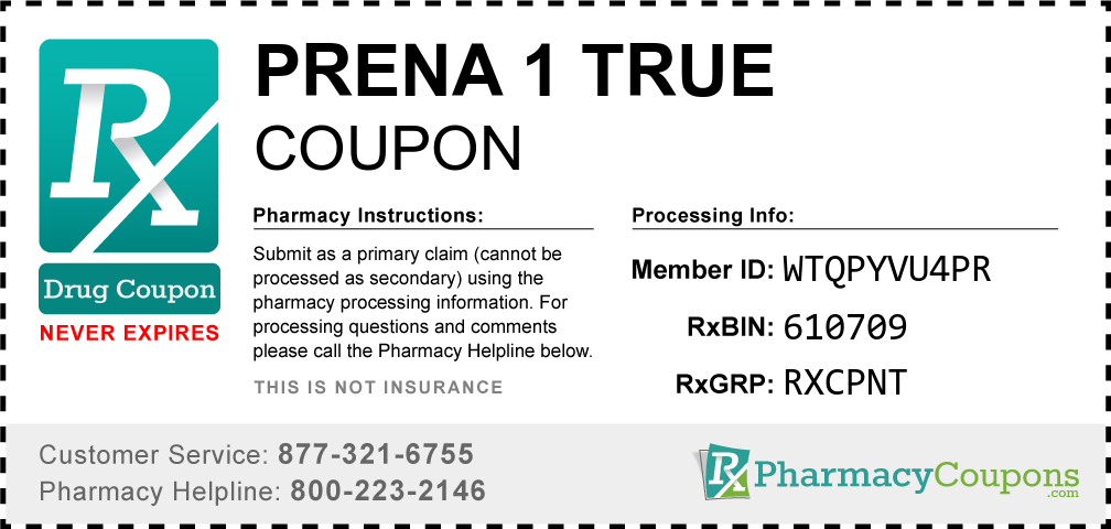 Prena 1 true Prescription Drug Coupon with Pharmacy Savings