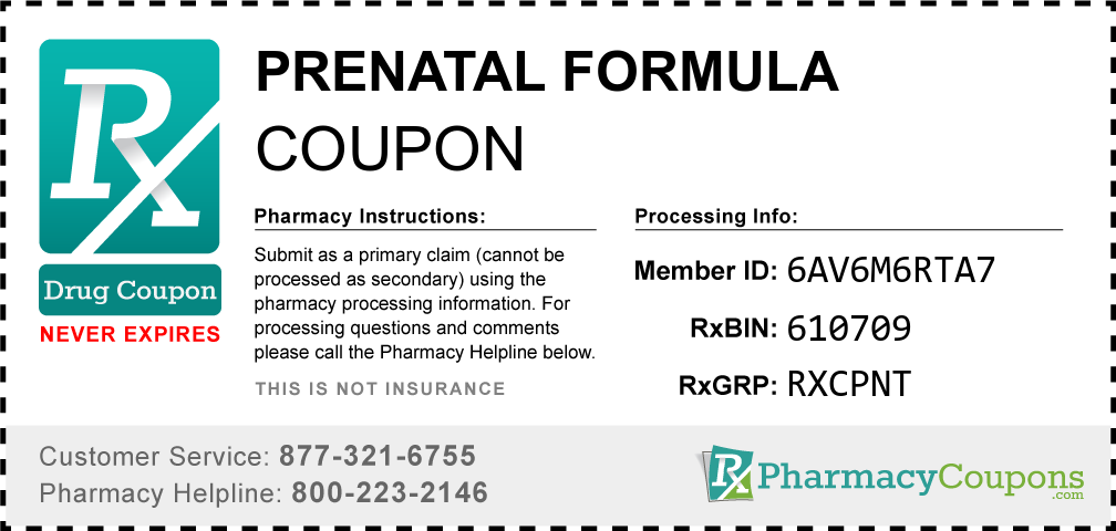 Prenatal formula Prescription Drug Coupon with Pharmacy Savings