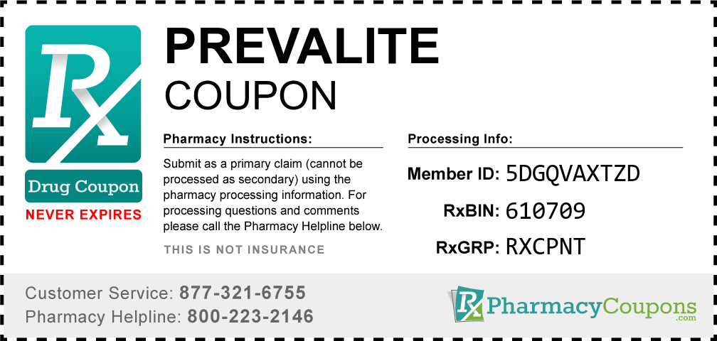 Prevalite Prescription Drug Coupon with Pharmacy Savings