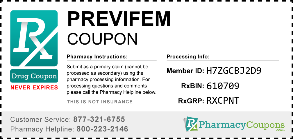 Previfem Prescription Drug Coupon with Pharmacy Savings