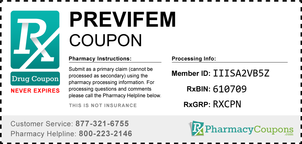 Previfem Prescription Drug Coupon with Pharmacy Savings