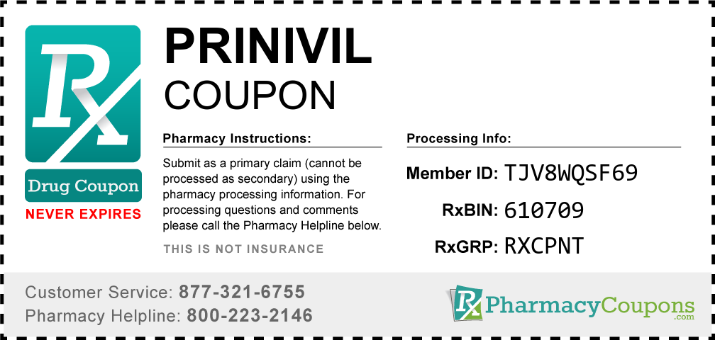 Prinivil Prescription Drug Coupon with Pharmacy Savings