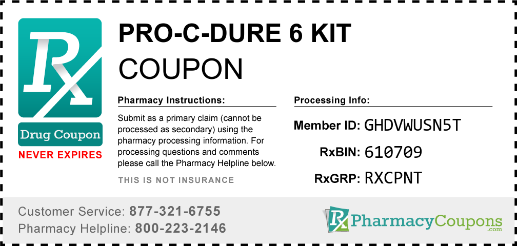 Pro-c-dure 6 kit Prescription Drug Coupon with Pharmacy Savings
