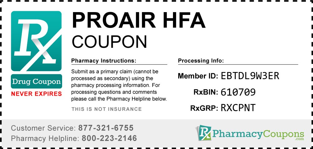 Proair hfa Prescription Drug Coupon with Pharmacy Savings
