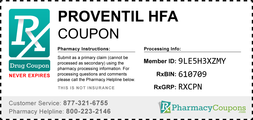 Proventil hfa Prescription Drug Coupon with Pharmacy Savings