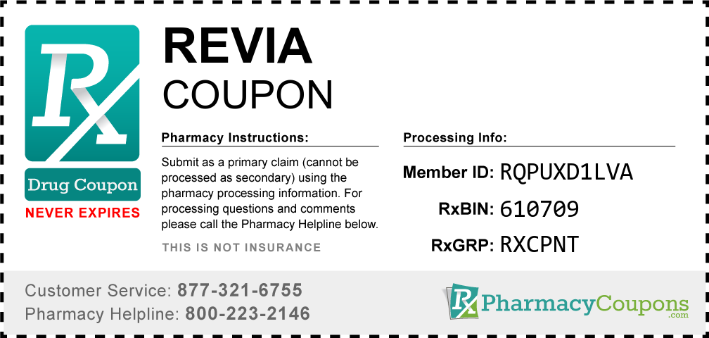 Revia Prescription Drug Coupon with Pharmacy Savings