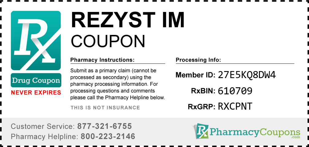 Rezyst im Prescription Drug Coupon with Pharmacy Savings
