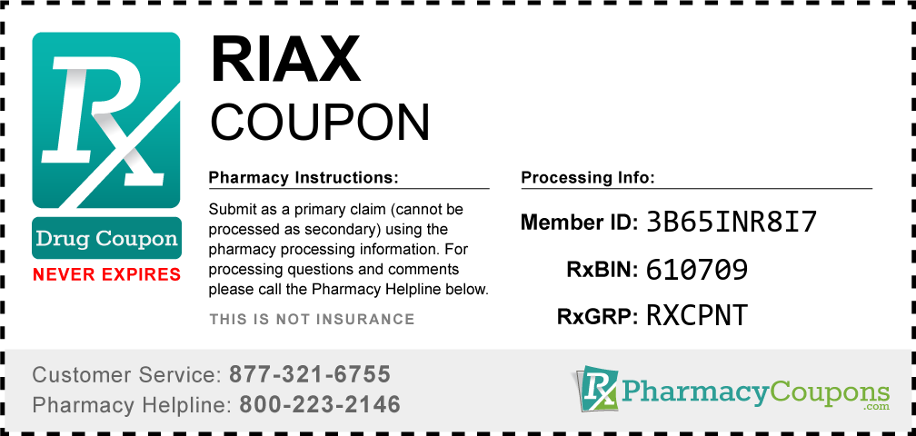 Riax Prescription Drug Coupon with Pharmacy Savings