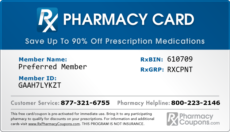 Discount Prescription Card for Generic and Brand Name Drug Savings
